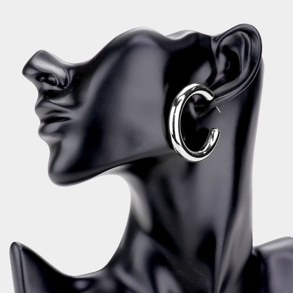 Silver Hoop Earrings 1.5" Chunky Cute Casual Simple Jewelry Fashion Accessories